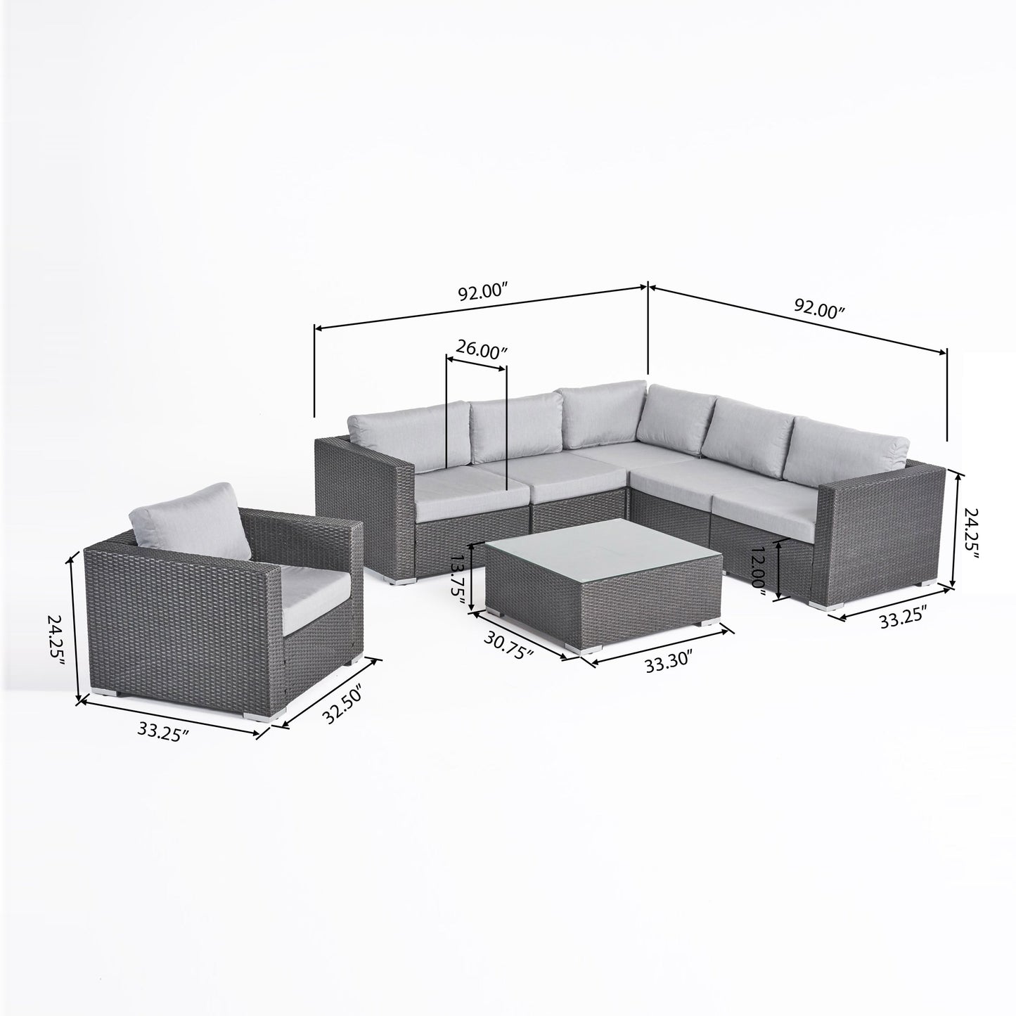 Christopher Knight Home Santa Rosa Outdoor Set di 7 sedute in vimini componibili