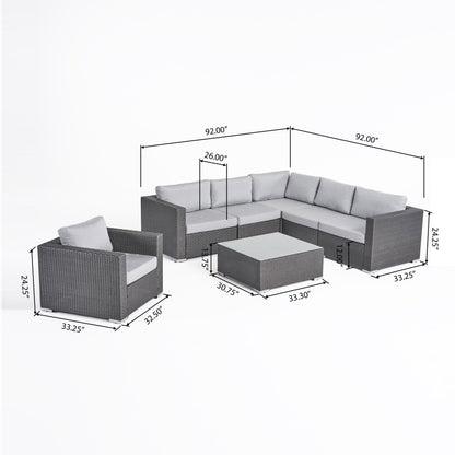 Christopher Knight Home Santa Rosa Outdoor Set di 7 sedute in vimini componibili