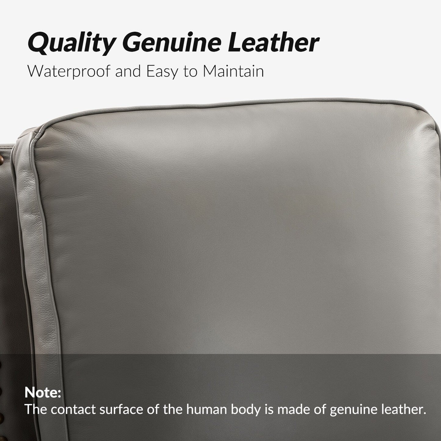 Poltrona reclinabile moderna in vera pelle con finiture a borchie in stile Cigar di HULALA HOME