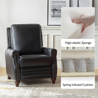 Poltrona reclinabile moderna in vera pelle con finiture a borchie in stile Cigar di HULALA HOME