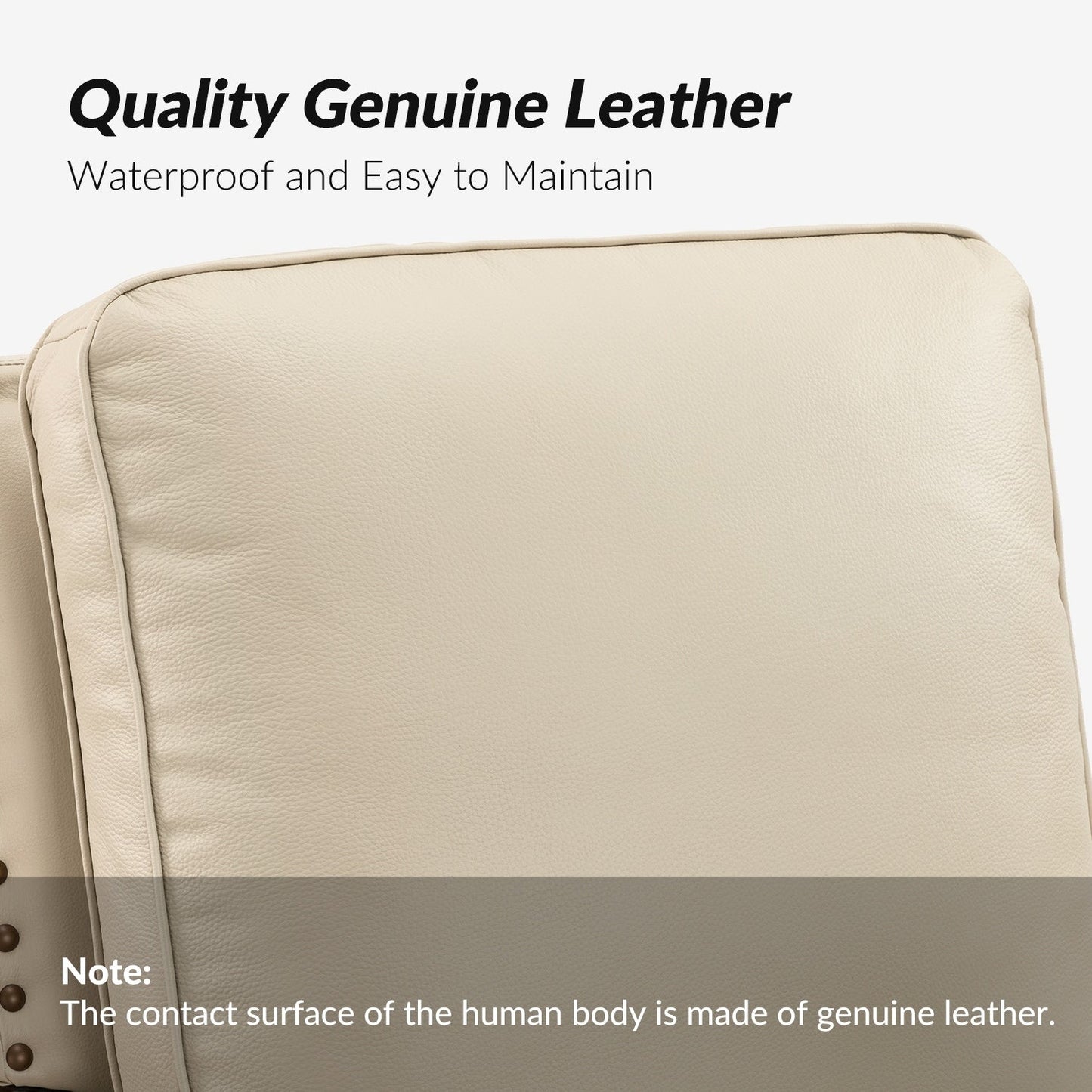 Poltrona reclinabile moderna in vera pelle con finiture a borchie in stile Cigar di HULALA HOME