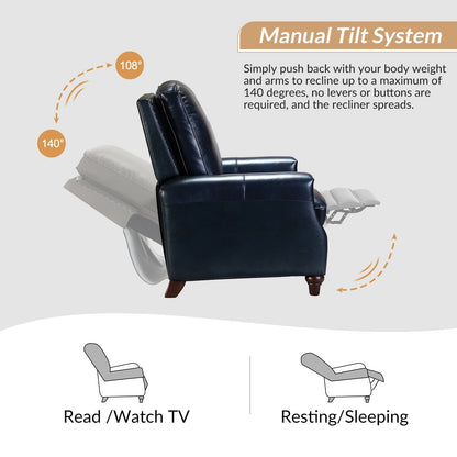 Poltrona reclinabile moderna in vera pelle con finiture a borchie in stile Cigar di HULALA HOME