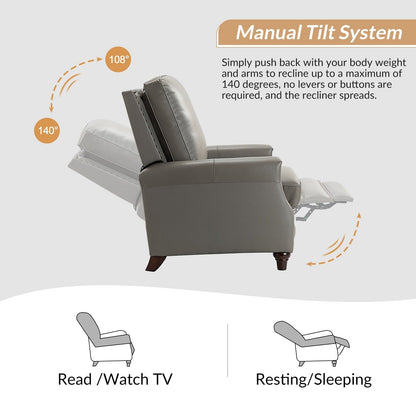 Poltrona reclinabile moderna in vera pelle con finiture a borchie in stile Cigar di HULALA HOME