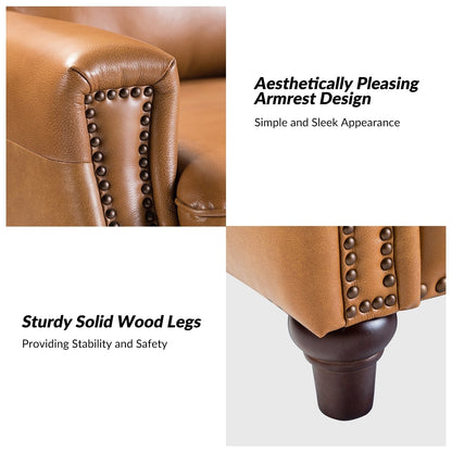 Poltrona reclinabile moderna in vera pelle con finiture a borchie in stile Cigar di HULALA HOME