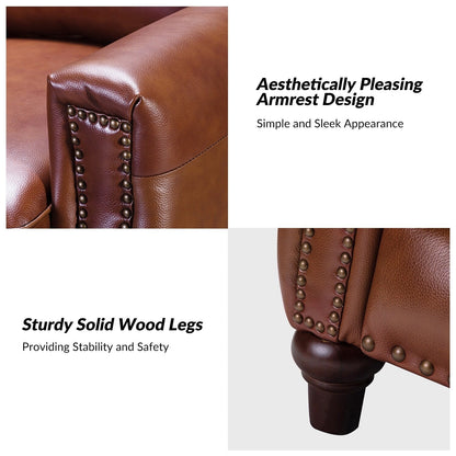 Poltrona reclinabile moderna in vera pelle con finiture a borchie in stile Cigar di HULALA HOME