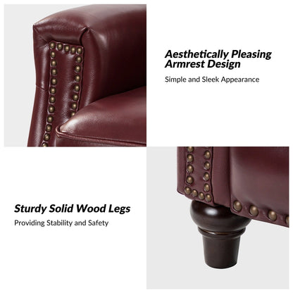 Poltrona reclinabile moderna in vera pelle con finiture a borchie in stile Cigar di HULALA HOME