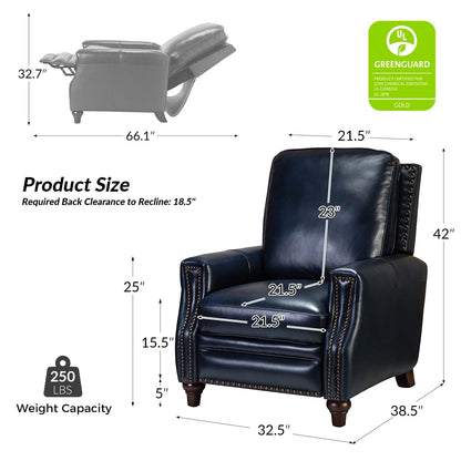 Poltrona reclinabile moderna in vera pelle con finiture a borchie in stile Cigar di HULALA HOME