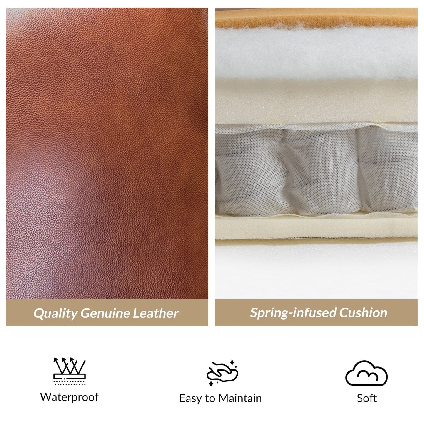 Poltrona reclinabile moderna in vera pelle con finiture a borchie in stile Cigar di HULALA HOME