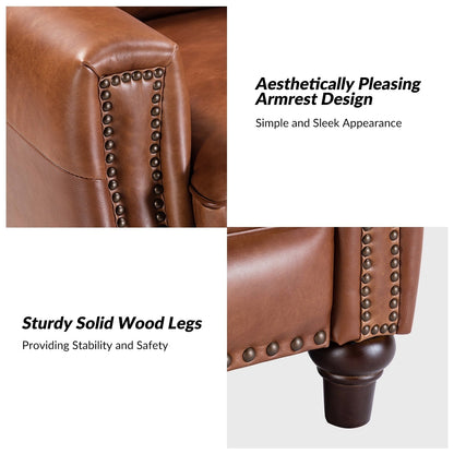 Poltrona reclinabile moderna in vera pelle con finiture a borchie in stile Cigar di HULALA HOME