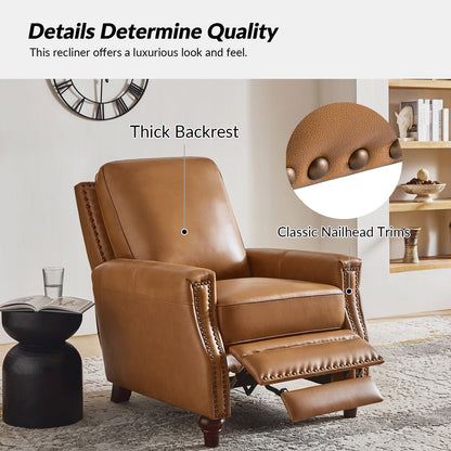 Poltrona reclinabile moderna in vera pelle con finiture a borchie in stile Cigar di HULALA HOME