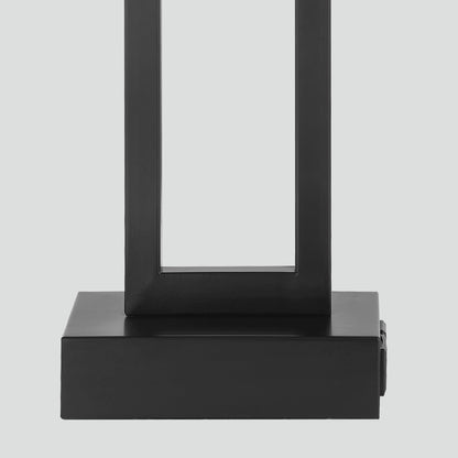 Lampada da tavolo in metallo nero con paralume bianco in stile cornice per porta, doppia porta di ricarica USB, presa CA, paralume bianco (set da 2)