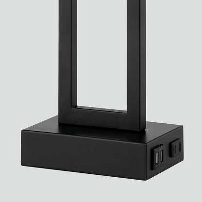 Lampada da tavolo in metallo nero con interruttore touch dimmer e porte di ricarica (set da 2) - 12'' x 6,5'' x 23,5'' (L x P x A)