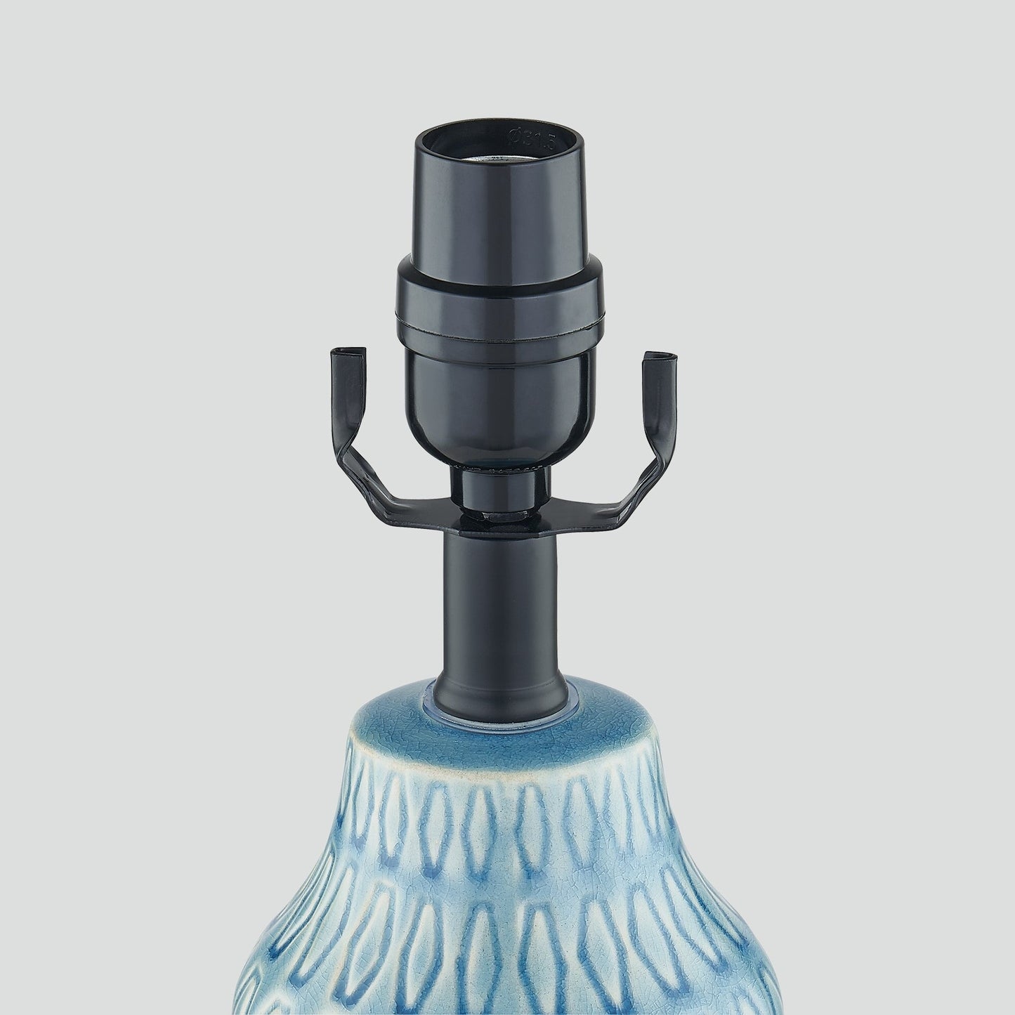 Lampada da tavolo in ceramica blu con interruttore touch dimmer a 3 vie e due porte di ricarica USB (set da 2) - 11'' x 11'' x 23'' (L x P x A)