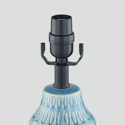 Lampada da tavolo in ceramica blu con interruttore touch dimmer a 3 vie e due porte di ricarica USB (set da 2) - 11'' x 11'' x 23'' (L x P x A)