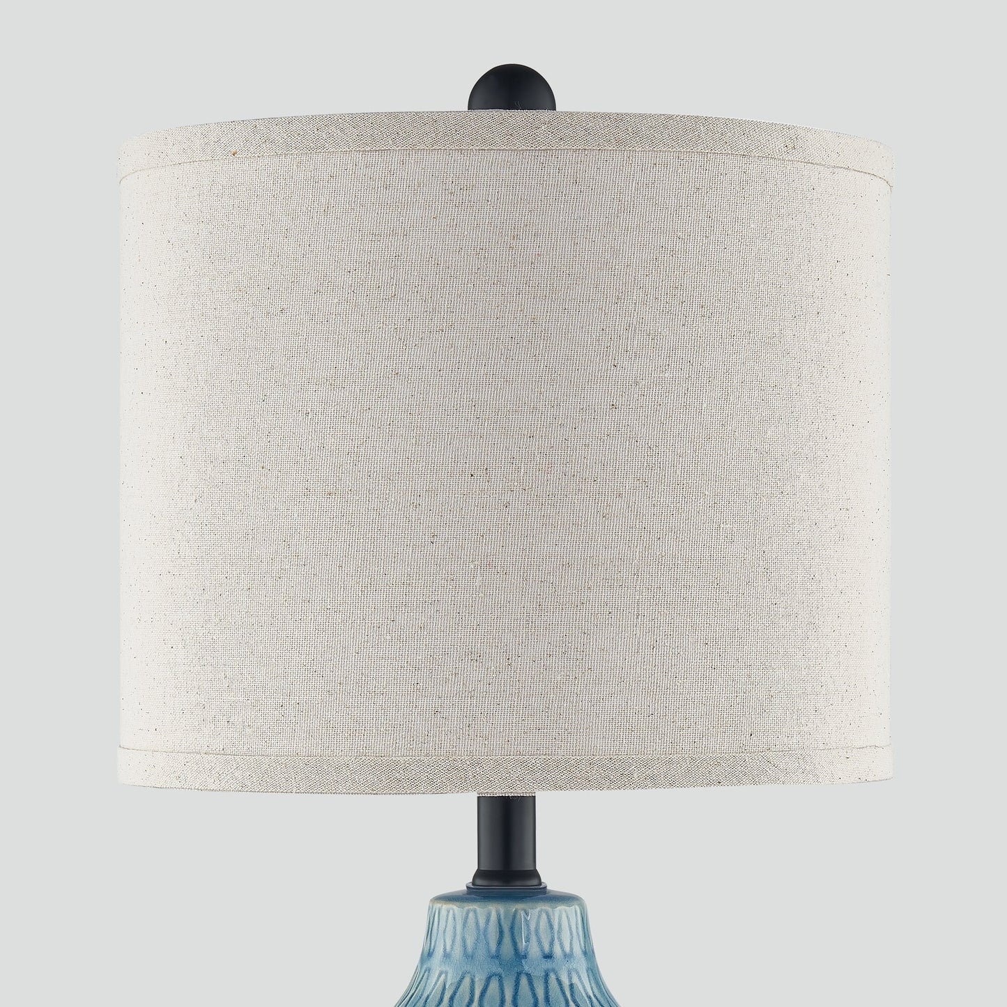 Lampada da tavolo in ceramica blu con interruttore touch dimmer a 3 vie e due porte di ricarica USB (set da 2) - 11'' x 11'' x 23'' (L x P x A)