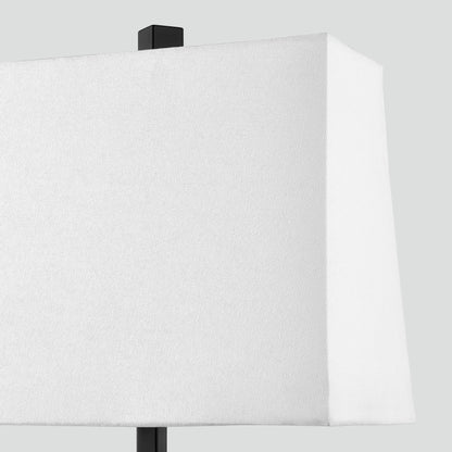 Lampada da tavolo in metallo nero con paralume bianco in stile cornice per porta, doppia porta di ricarica USB, presa CA, paralume bianco (set da 2)