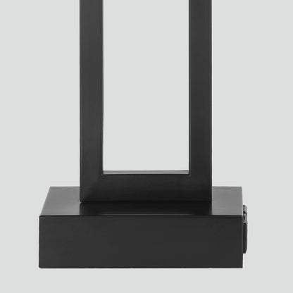Lampada da tavolo in metallo nero con paralume bianco in stile cornice per porta, doppia porta di ricarica USB, presa CA, paralume bianco (set da 2)