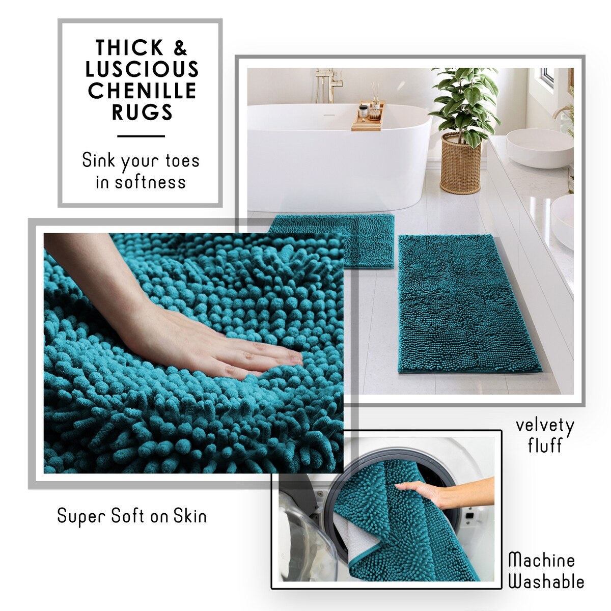 Set di accessori da bagno in bambù Clara Clark con tenda da doccia, scopino per WC, cestino e dispenser di sapone