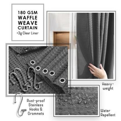 Set di accessori da bagno in bambù Clara Clark con tenda da doccia, scopino per WC, cestino e dispenser di sapone