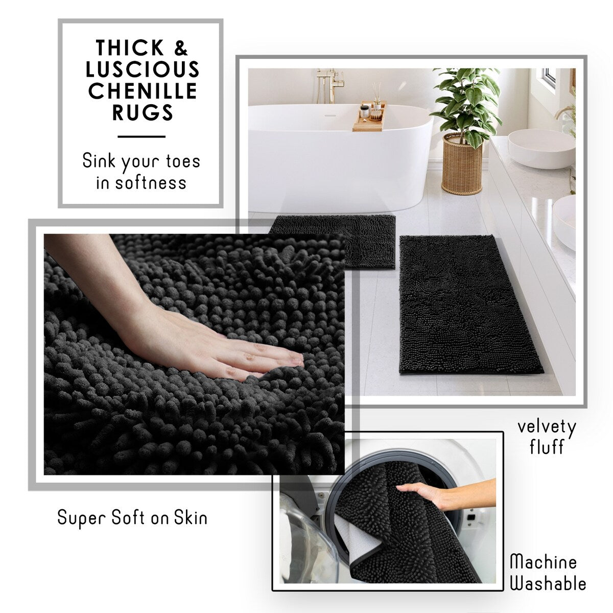 Set di accessori da bagno in bambù Clara Clark con tenda da doccia, scopino per WC, cestino e dispenser di sapone