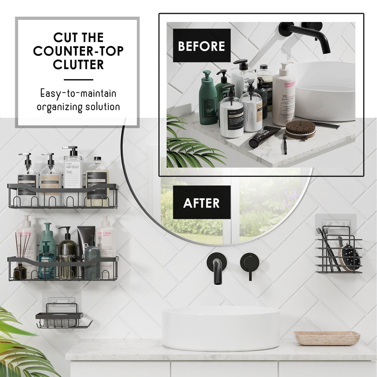 Clara Clark Shower Caddy adesivo portaoggetti per doccia