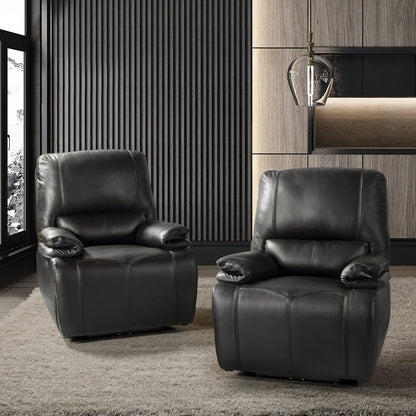 Poltrona reclinabile elettrica Clara in vera pelle con cuscino imbottito, set da 2