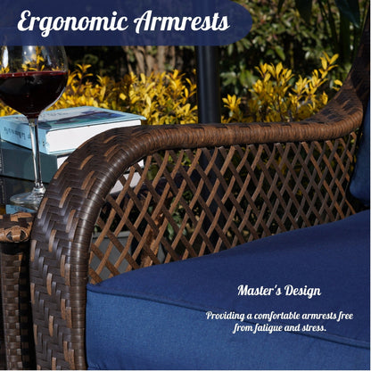 Set di 3 sedie a dondolo girevoli in rattan e vimini Clarese per esterni di Havenside Home