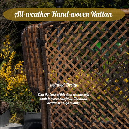 Set di 3 sedie a dondolo girevoli in rattan e vimini Clarese per esterni di Havenside Home