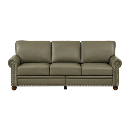 Divano classico 83 a 3 posti rivestito in pelle PU con contenitore inferiore e decorazione a borchie