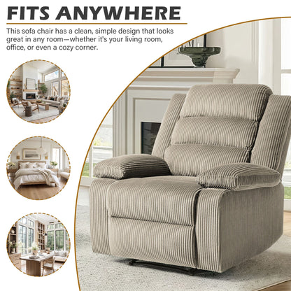 Poltrona reclinabile manuale classica con schienale a spinta e imbottitura in velluto a coste