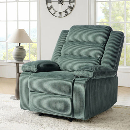 Poltrona reclinabile manuale classica con schienale a spinta e imbottitura in velluto a coste