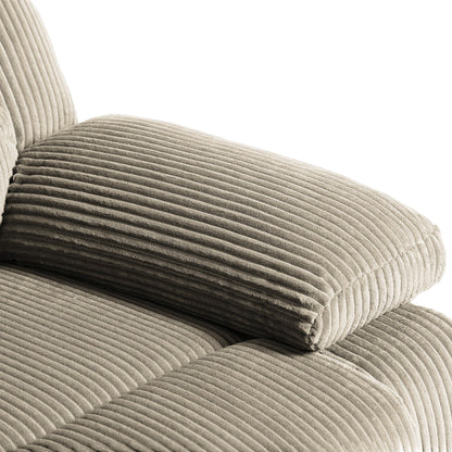 Poltrona reclinabile manuale classica con schienale a spinta e imbottitura in velluto a coste