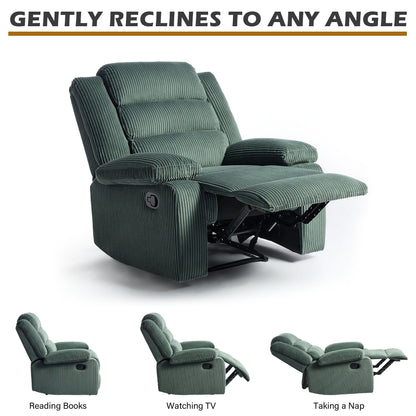 Poltrona reclinabile manuale classica con schienale a spinta e rivestimento in velluto a coste (set da 2)