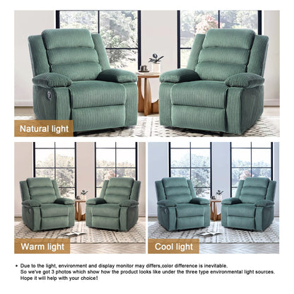 Poltrona reclinabile manuale classica con schienale a spinta e rivestimento in velluto a coste (set da 2)