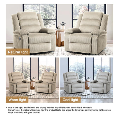 Poltrona reclinabile manuale classica con schienale a spinta e rivestimento in velluto a coste (set da 2)