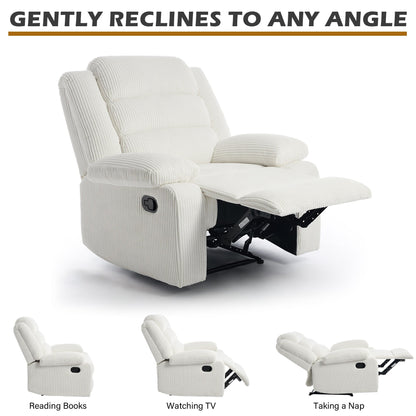 Poltrona reclinabile manuale classica con schienale a spinta e rivestimento in velluto a coste (set da 2)