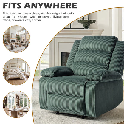 Poltrona reclinabile manuale classica con schienale a spinta e rivestimento in velluto a coste (set da 2)