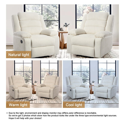 Poltrona reclinabile manuale classica con schienale a spinta e rivestimento in velluto a coste (set da 2)