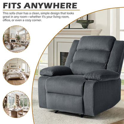 Poltrona reclinabile manuale classica con schienale a spinta e rivestimento in velluto a coste (set da 2)