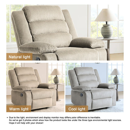 Poltrona reclinabile manuale classica con schienale a spinta e imbottitura in velluto a coste