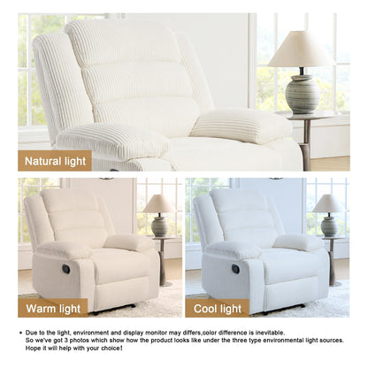 Poltrona reclinabile manuale classica con schienale a spinta e imbottitura in velluto a coste