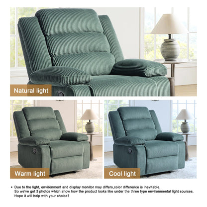 Poltrona reclinabile manuale classica con schienale a spinta e imbottitura in velluto a coste