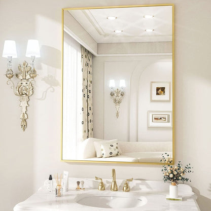 Specchio da parete per bagno rettangolare classico con cornice in metallo
