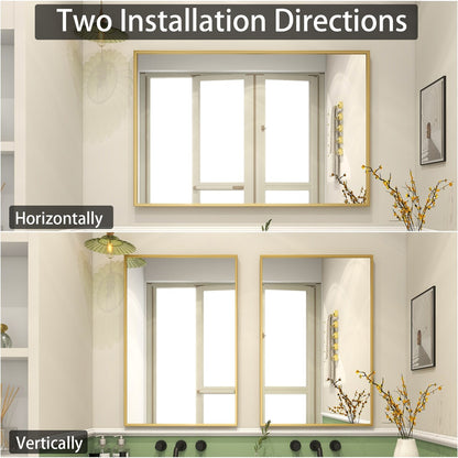 Specchio da parete per bagno rettangolare classico con cornice in metallo