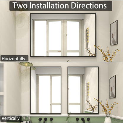 Specchio da parete per bagno rettangolare classico con cornice in metallo