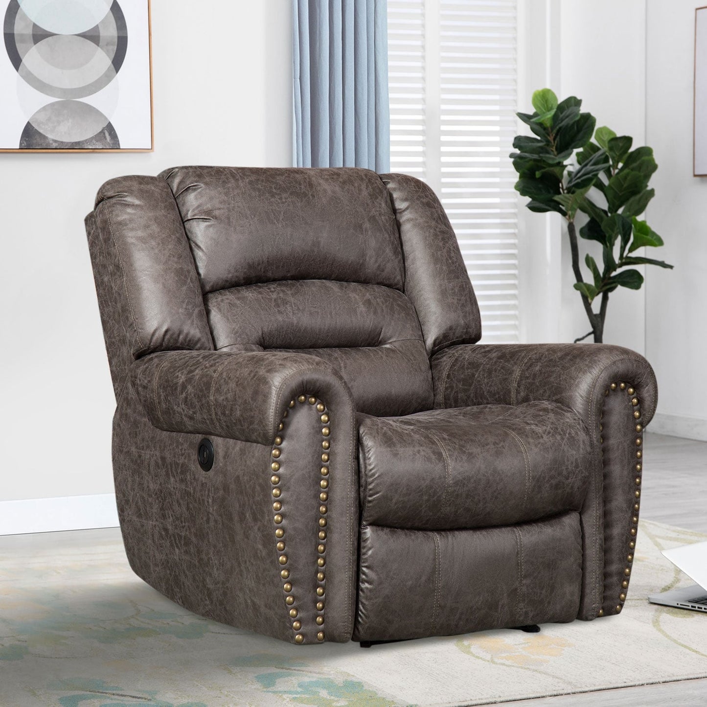 Poltrona reclinabile elettrica in pelle traspirante con porta USB per soggiorno e sala cinema