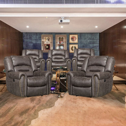 Poltrona reclinabile elettrica in pelle traspirante con porta USB per soggiorno e sala cinema