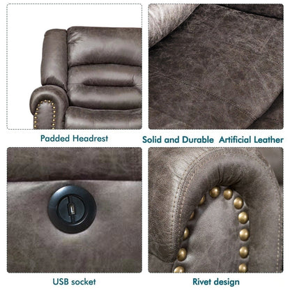 Poltrona reclinabile elettrica in pelle traspirante con porta USB per soggiorno e sala cinema