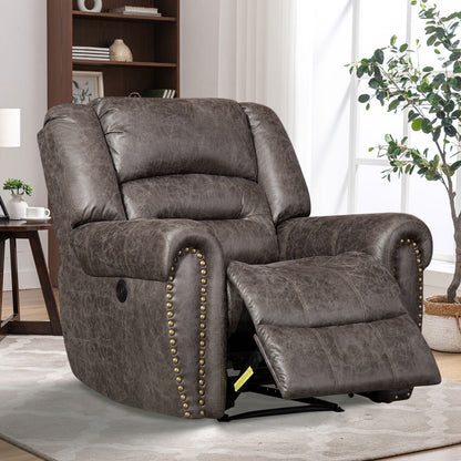 Poltrona reclinabile elettrica in pelle traspirante con porta USB per soggiorno e sala cinema