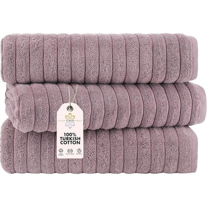 Set di 3 asciugamani turchi classici, teli da bagno in cotone e asciugamani a coste oversize, ultra morbidi e assorbenti, 40x65 cm